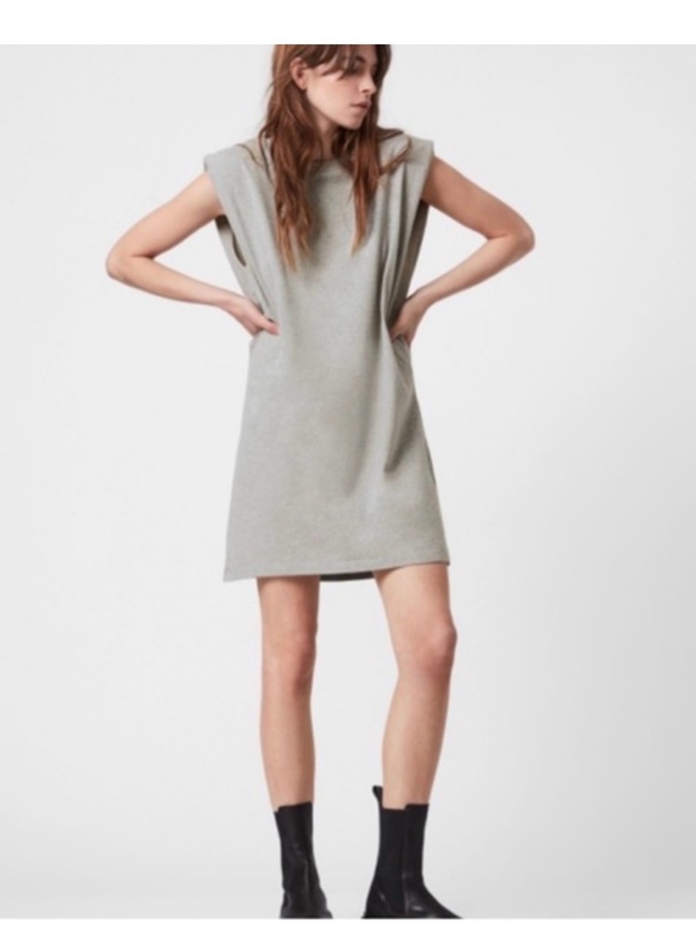 All Saints Coni Tank Dress Small Dark Grey